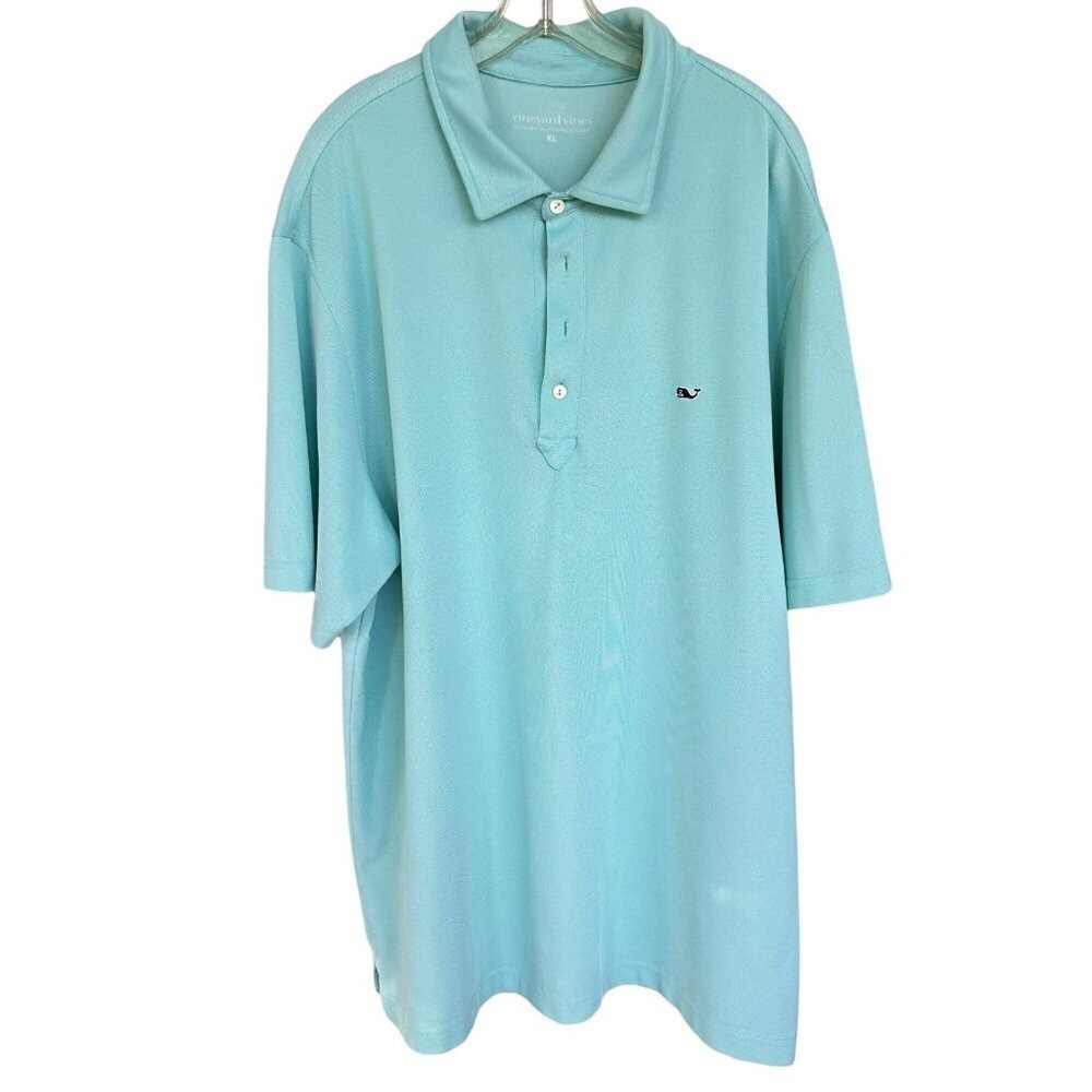 VINEYARD VINES‎ Aqua Short Sleeve Polyester/Spandex Golf Polo Shirt Mens Size XL